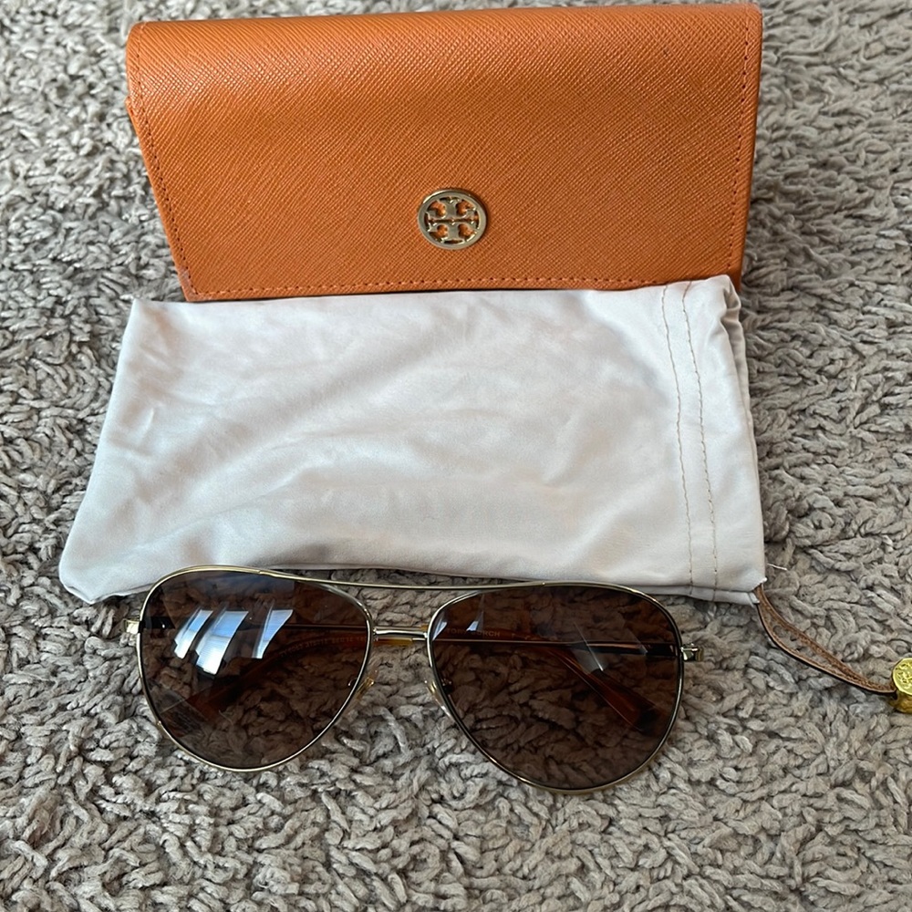 Tory Burch gold aviator sunglasses